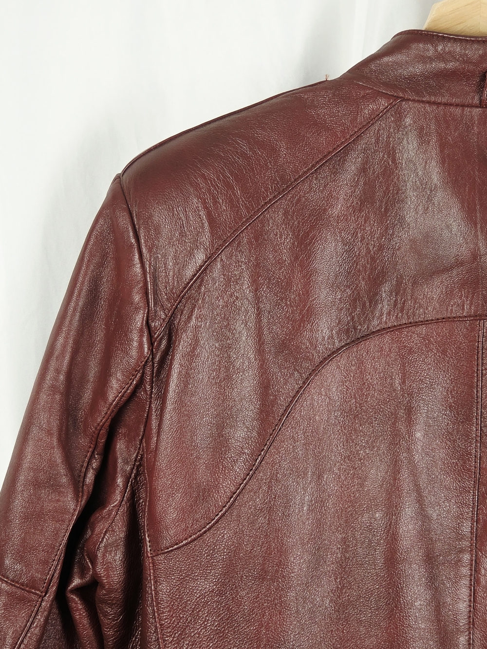 Lapiel Burgundy Leather Bomber Zip Up Jacket Size 42 - Picture 12 of 16